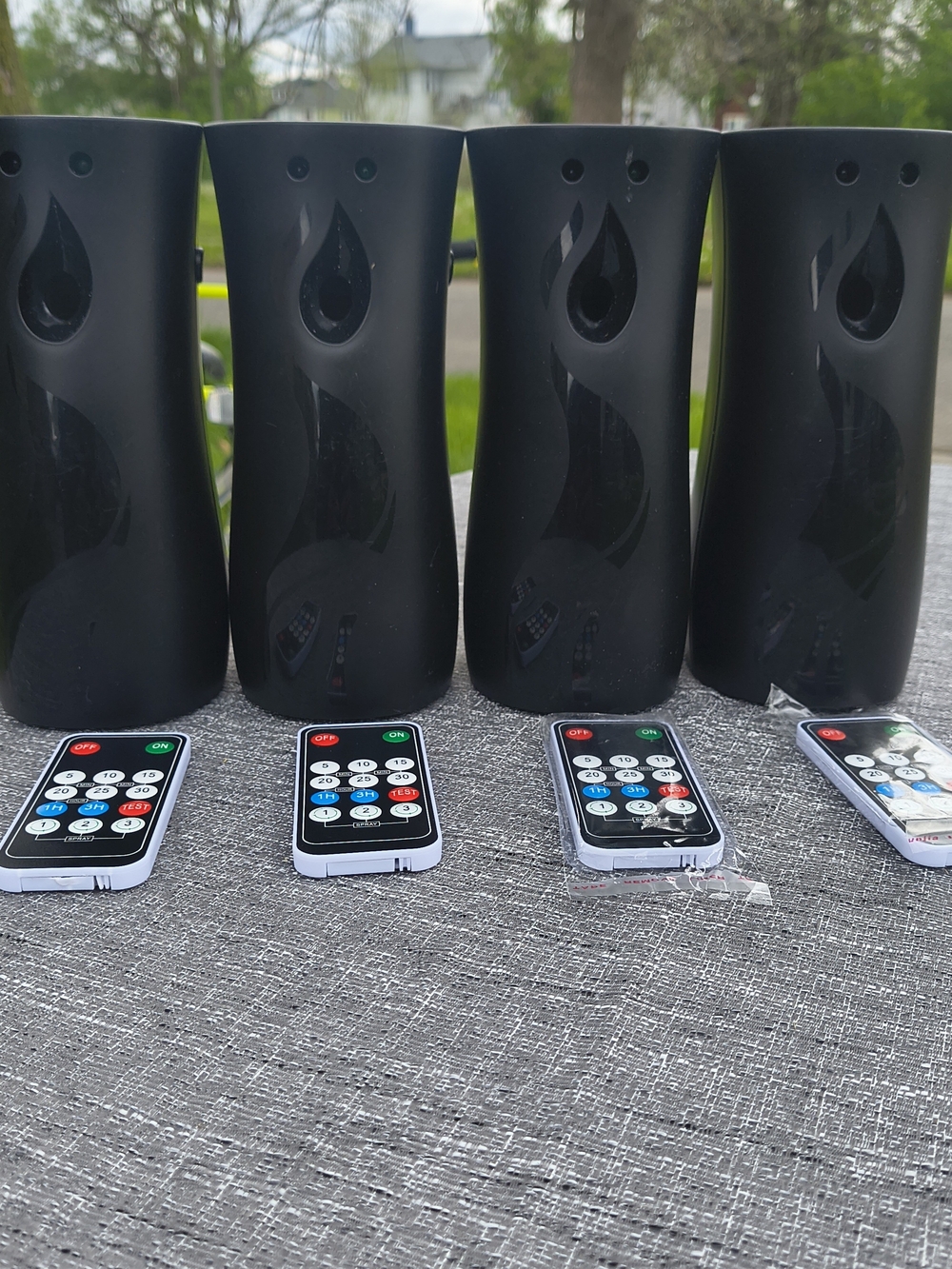 Black Flamestyle Automatic Air Freshener Dispensers with Remotes (Set of 4)